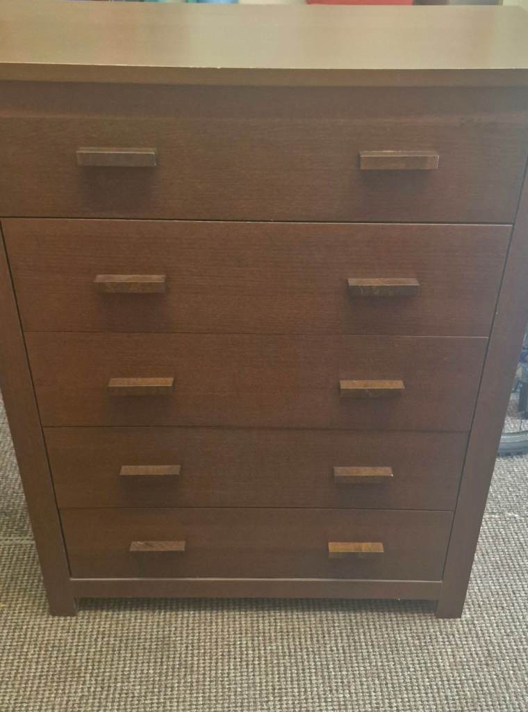 5 drawer chest  walnut colour 