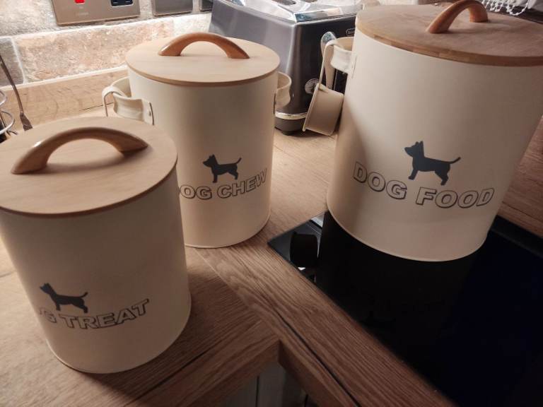 Set of 3 dog treat/chew/food tins 