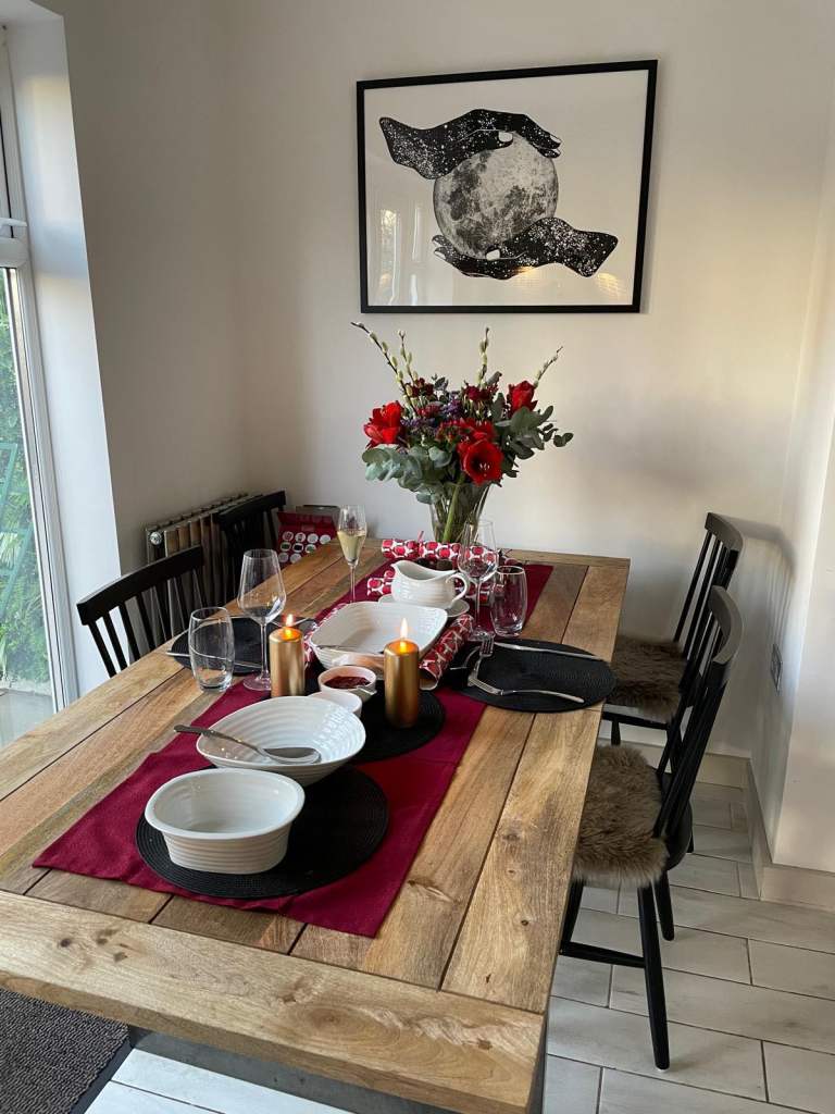 image for Extending Industrial Rustic Dining Table Drop Leaf Hardwood Finish