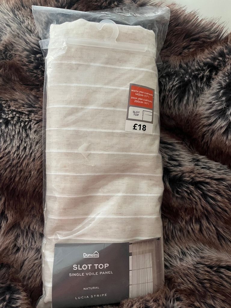 Dunelm Lucia Stripe Slot Top Voile Panel - New, 145x230cm