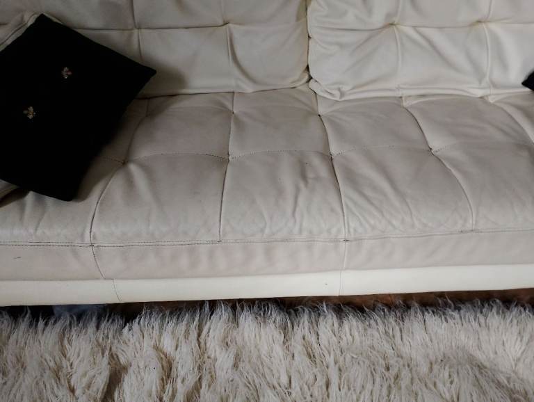 Dwell White Leather Sofa 3 seater