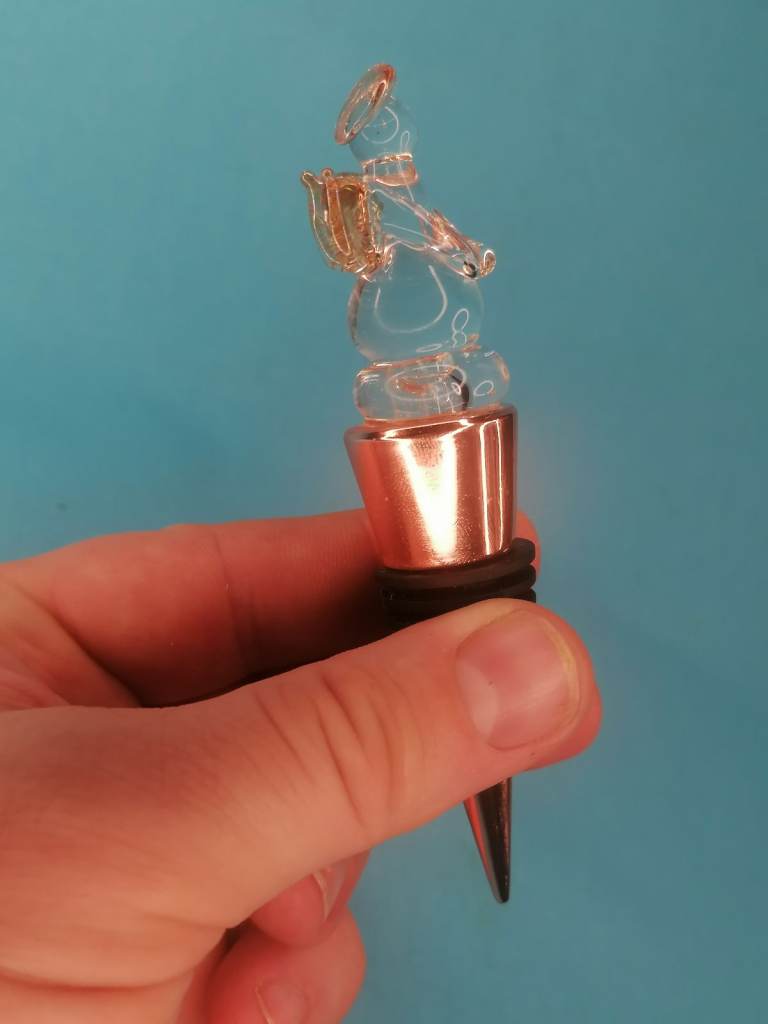 Vintage Hand Blown Recycled bottle Stoper Angel 4-inch.