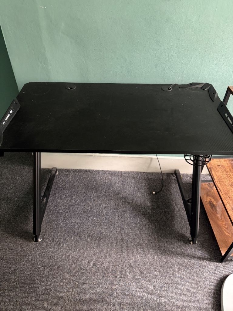 Black Gaming Desk with Metal Frame 