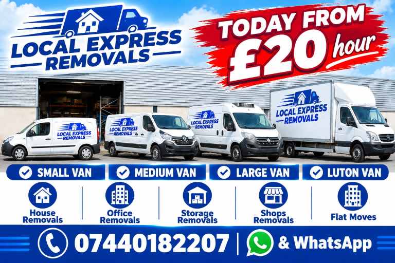 TODAY FROM £20/MAN & VAN/House & Flat Moves/Office Moves & Long Distance/Waste Move & Rubbish Taxi.