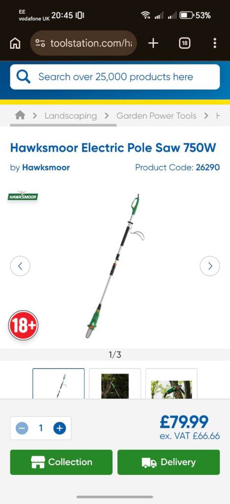 Hawksmoor Electric Pole Saw 750W