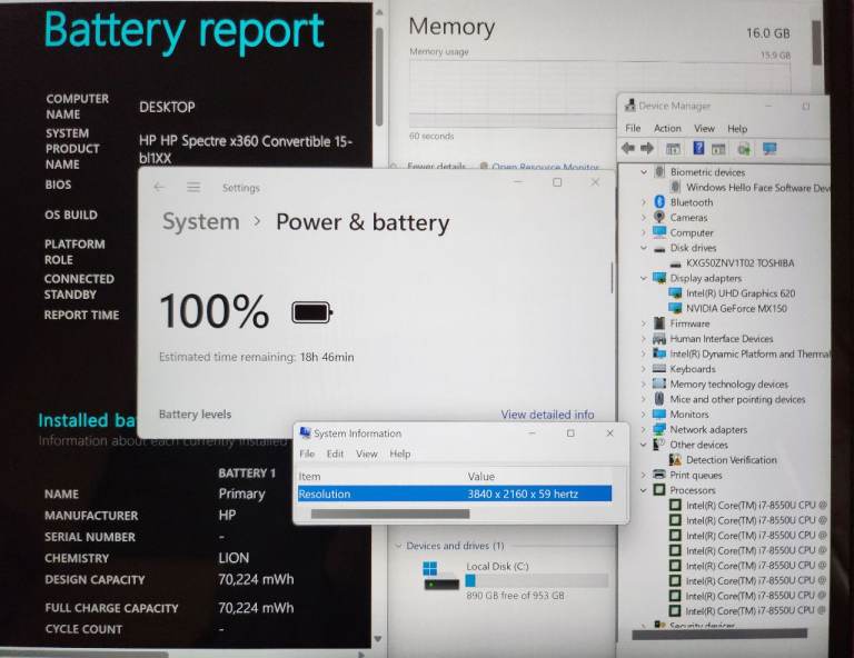 ❤️ HP Spectre X360 15" 4K Touchscreen i7-8550U 16GB RAM 1TB SSD 2-in-1 NVIDIA Gaming Laptop Tablet
