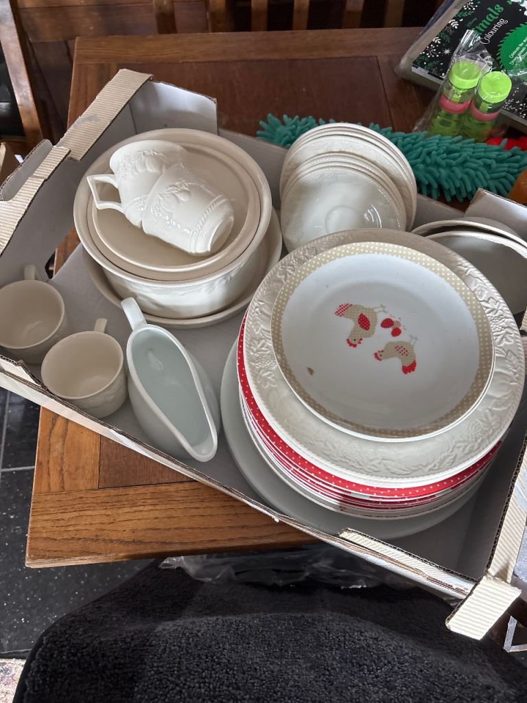 Plates, cups, bowls, serving dishes selection
