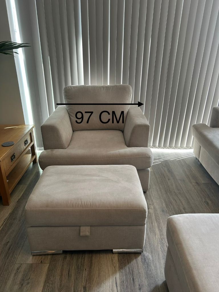 Sofa and armchair with foot stool