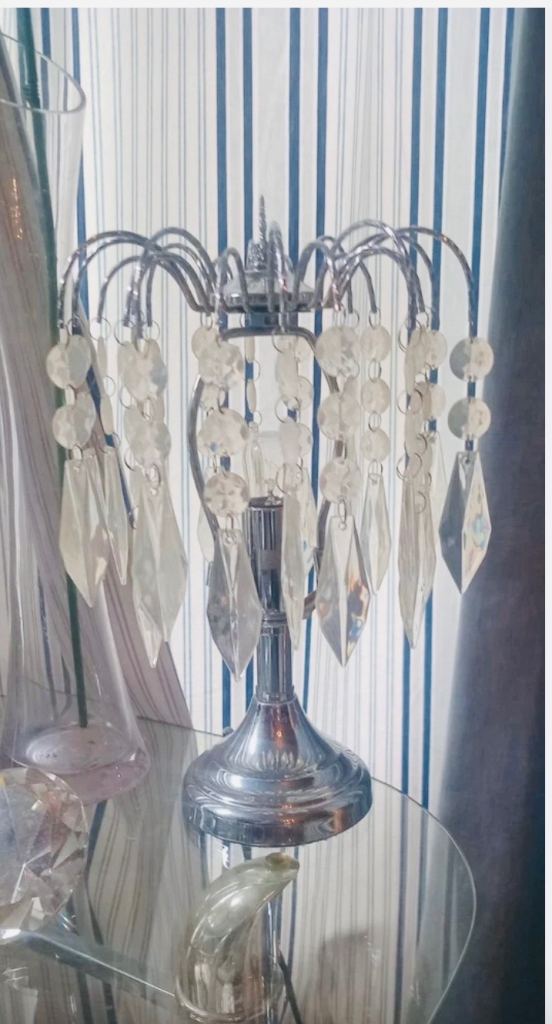 Vintage Hollywood Regency Style Crystal Waterfall Table Lamp Reference