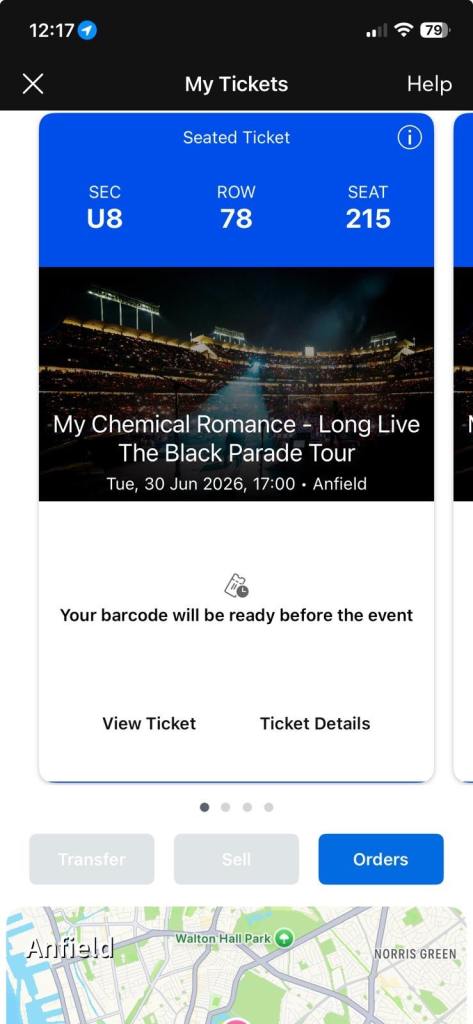 My chemical romance Anfield Liverpool tickets