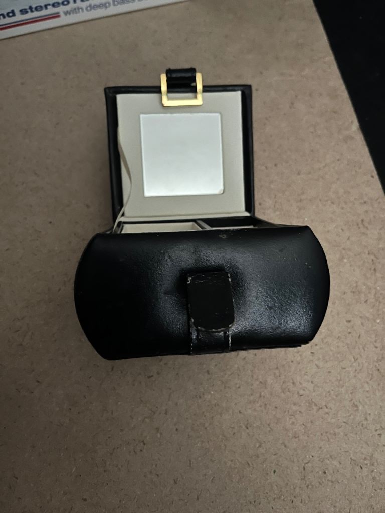 M&S Black Leather Jewellery Box with Mirror – Good Condition