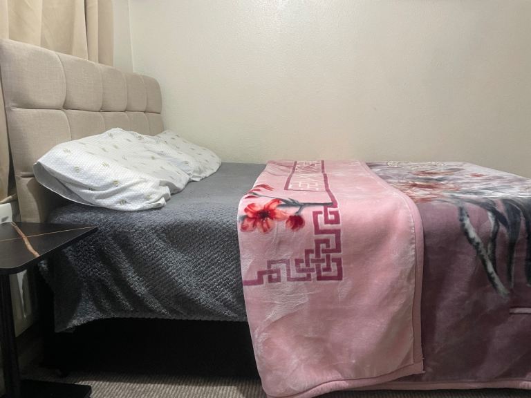 Double bed with mattress and bunk bed