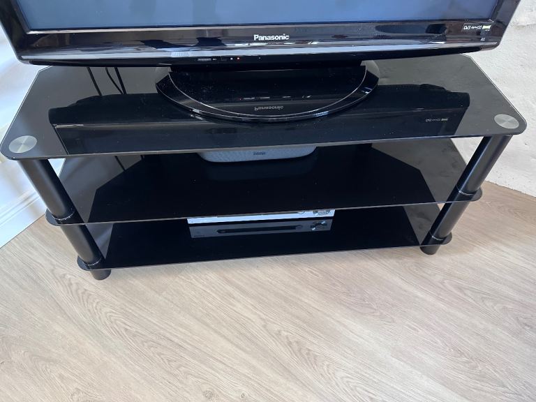 Black glass tv stand 