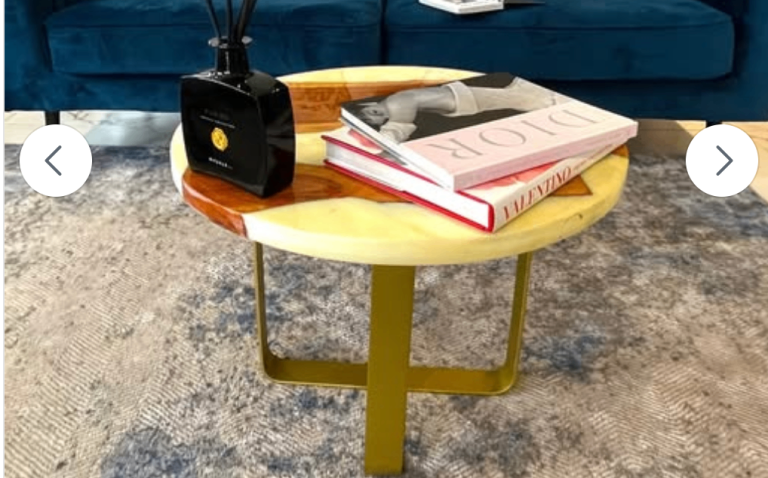 REDUCED Round River Coffee Table, Cream Epoxy Resin Brand New Boxed