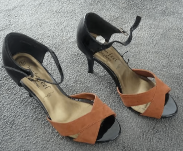 Your Feet Feel Gorgeous by New Look Black Patent/ Brown Suede Shoes/ Heels Size 4 Wide Fit