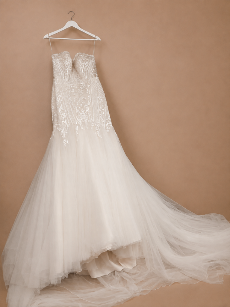 Tess luna novias fishtail lace and tulle wedding dress size 16-18