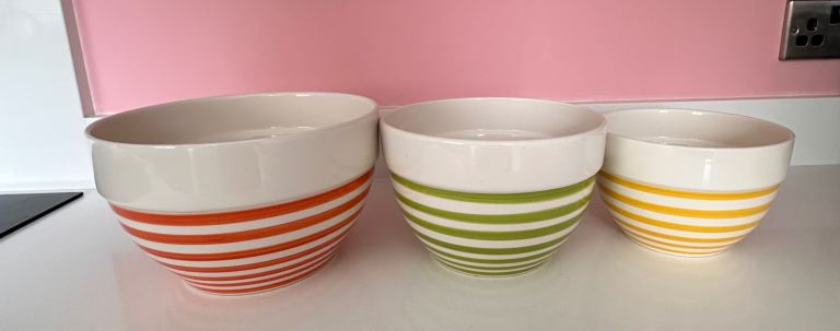 Vintage Striped Mixing Bowls