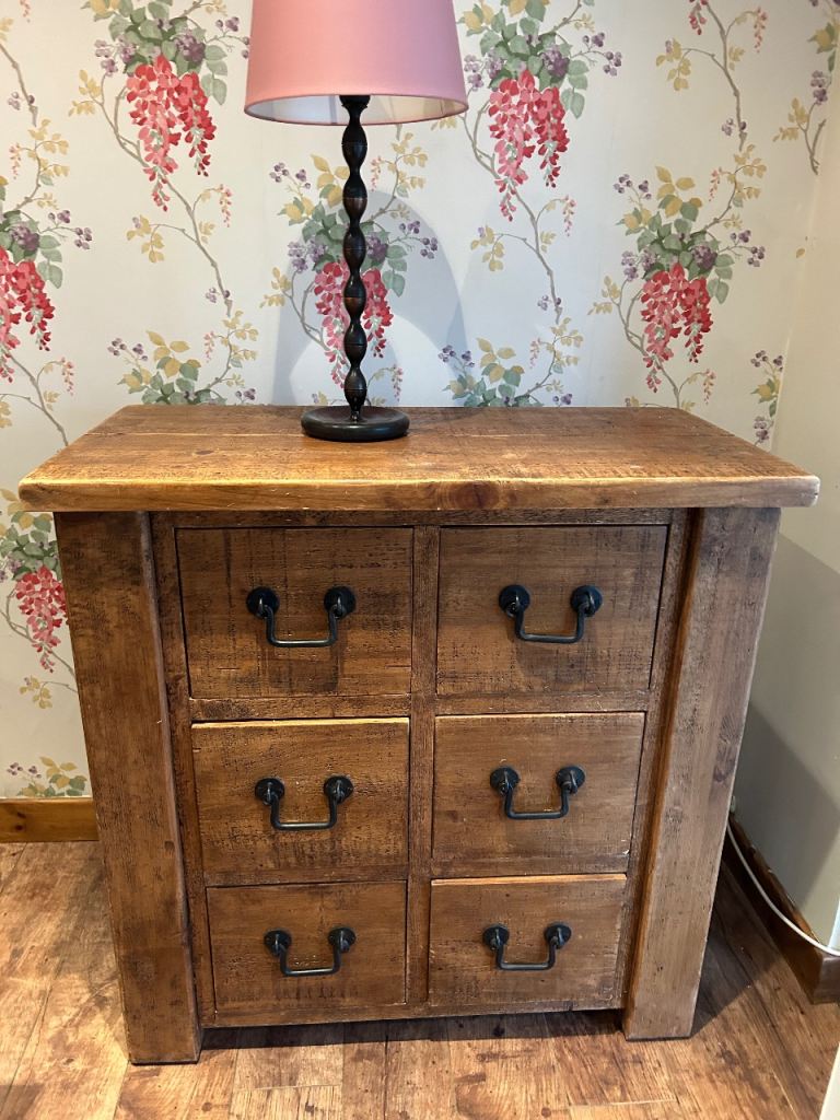 Solid wood 6 drawer unit