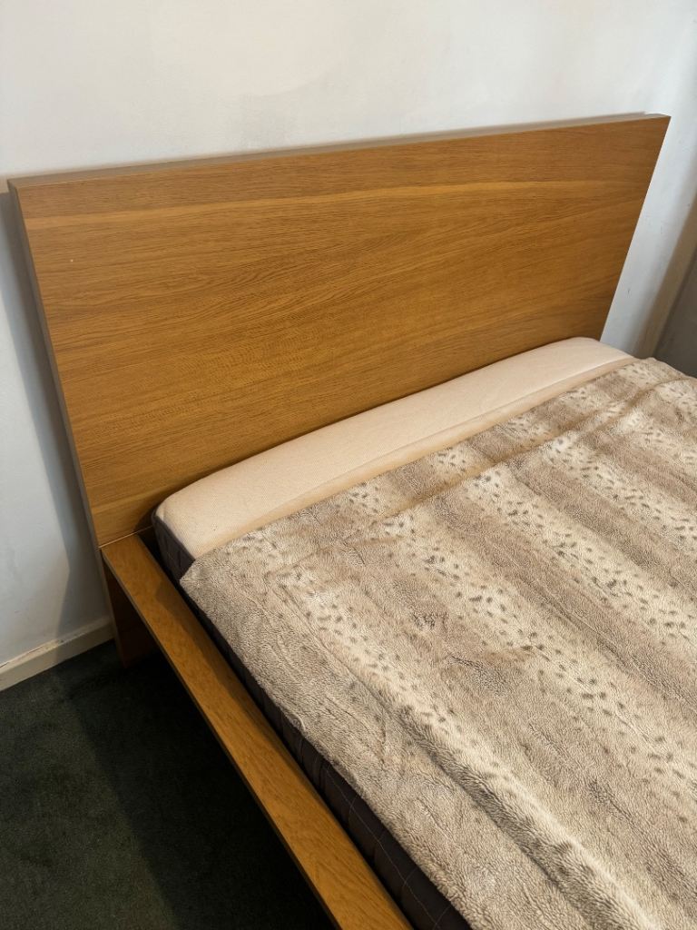 Ikea oak veneer double bed with drawers 