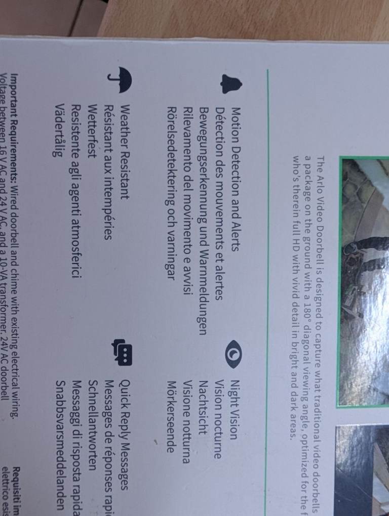 Arlo wired door bell