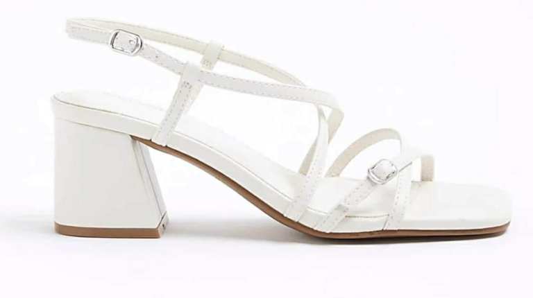 River Island Womens Sandals White Wide Fit Strappy Block Heel brand new inbox size 6