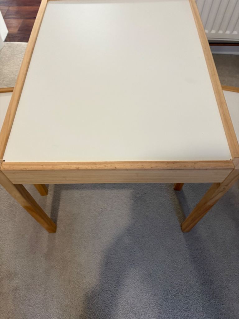 LÄTT Children's table with 2 chairs, white/pine Excellent condition. Collection only - Duddingston