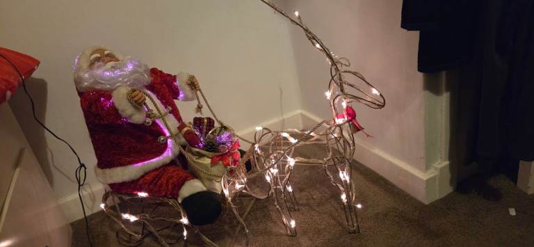Santa on Sleigh with Reindeer Christmas Decoration