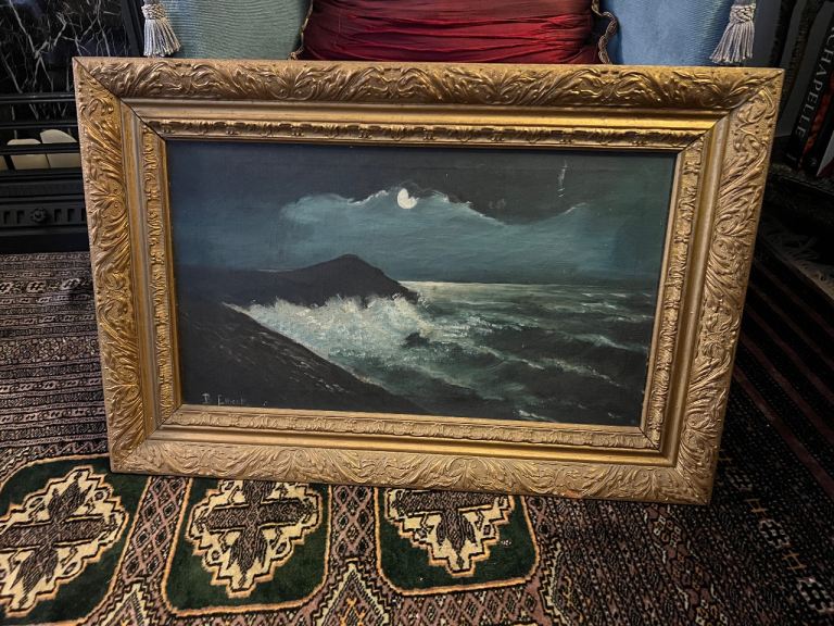 Lovely antique moonlight painting 