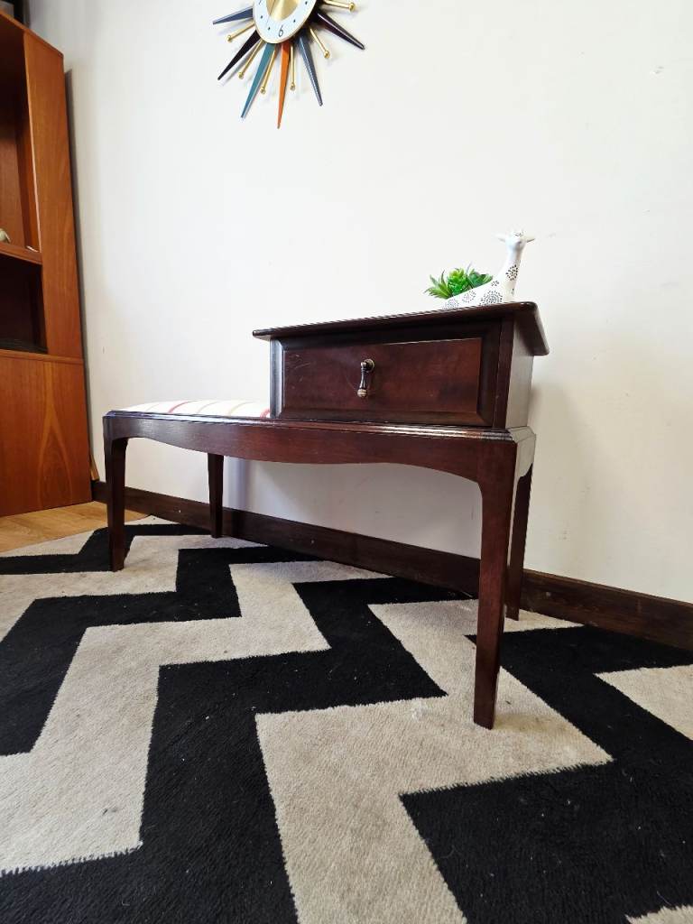 Stag Telephone Bench / Vintage Hall Bench / Retro Storage Seat