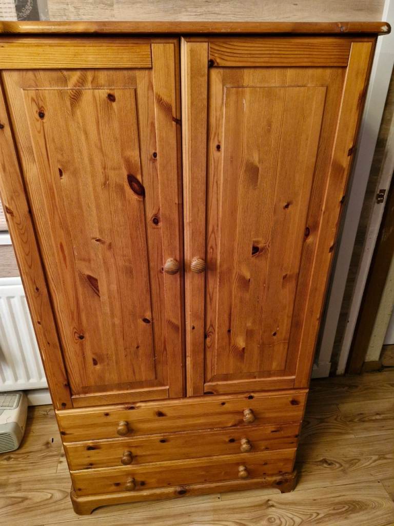 Pine wardrobe with 3 drawers