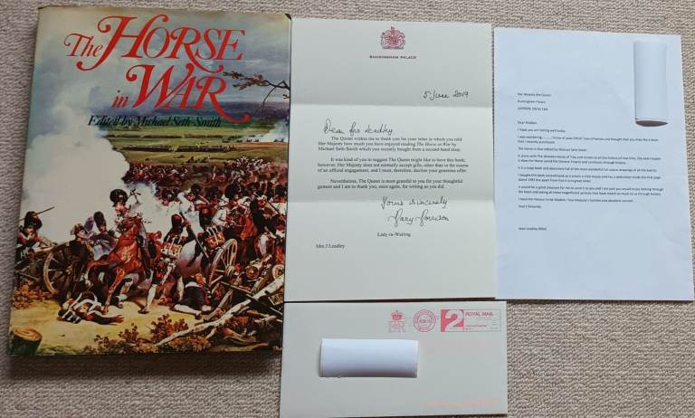 4 PART PACKAGE, LETTER TO AND FROM QUEEN ELIZABETH + THE HORSE IN WAR