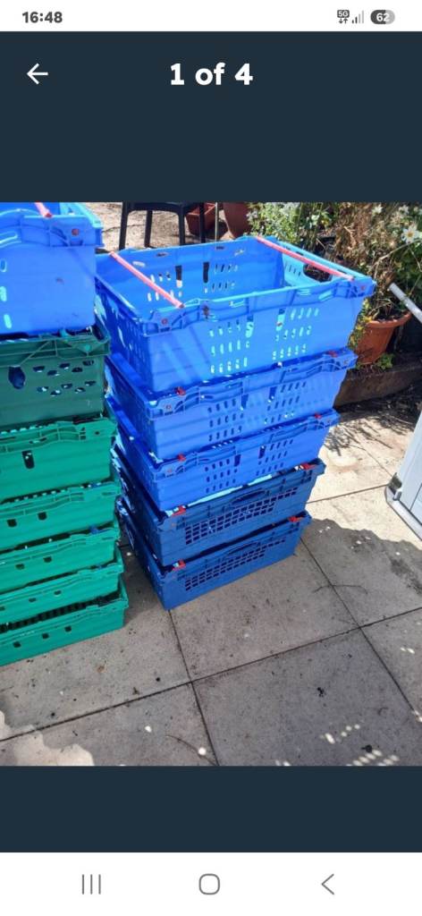 A set of 10 Plastic storage Crates for only £12.00