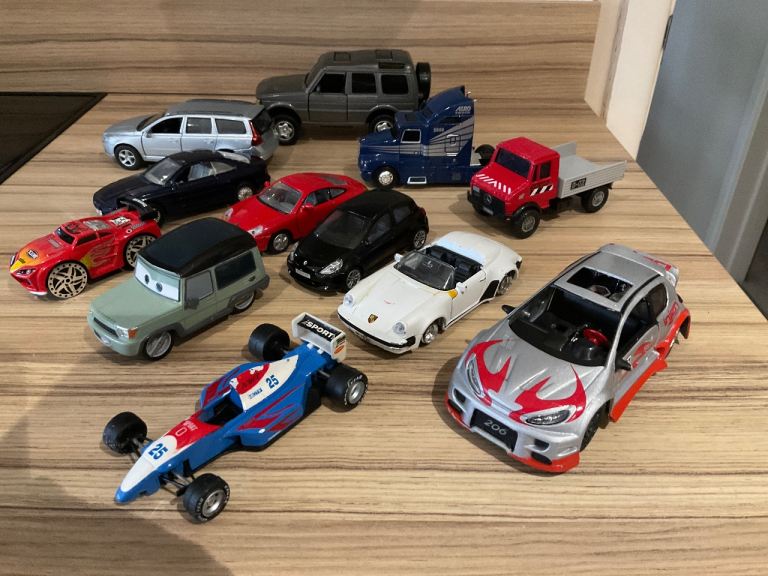 Collection of cars and toy box 