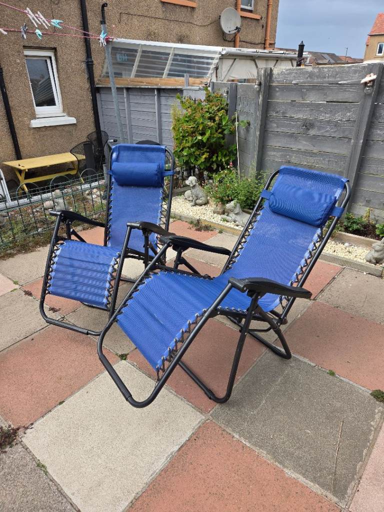 Pair of Blue Zero Gravity Reclining Chairs – Good Condition