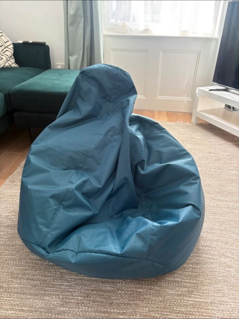 Teal Fabric Bean Bag – Good Condition