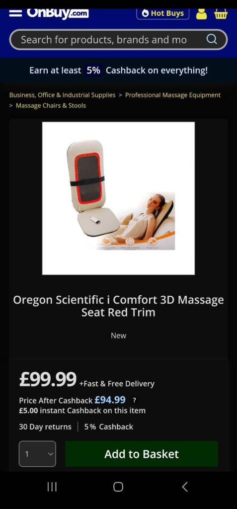 image for Comfort 3D Powered Massage Seat - Oregon Scientific with remote control