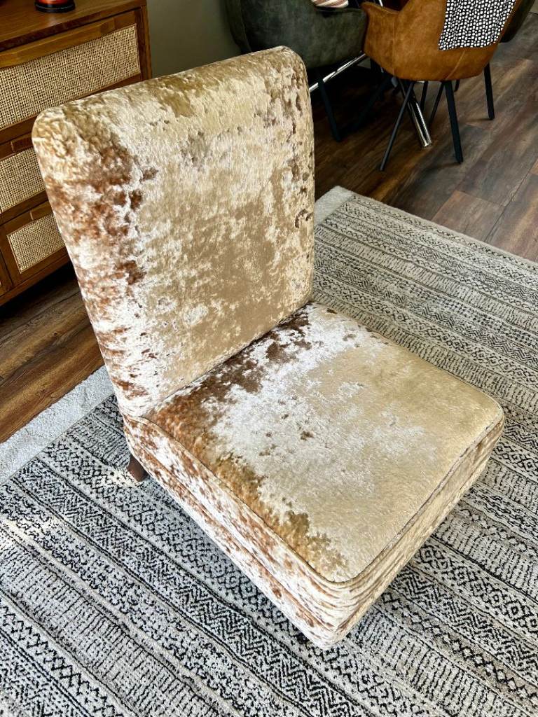 Laura Ashley Occasional Chair - Designer Crushed Velvet Fabric - As New Condition