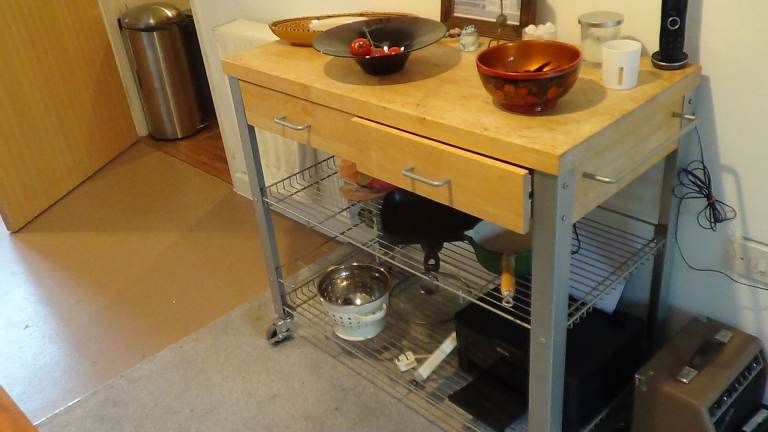 Wooden Kitchen Trolley with Storage
