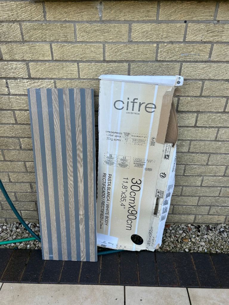 2 boxes New Cifre Ceramica Grey Wood Effect Tiles 30x90cm
