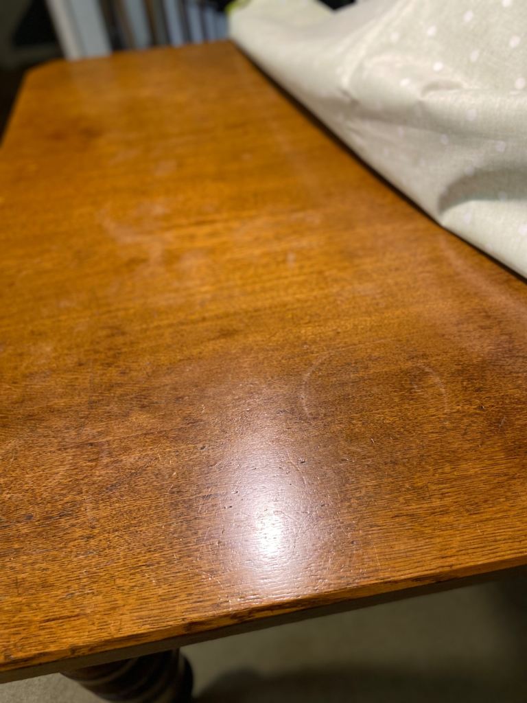 Solid Oak & Walnut Dining Table – 5ft x 4ft Brown Wood with Castors