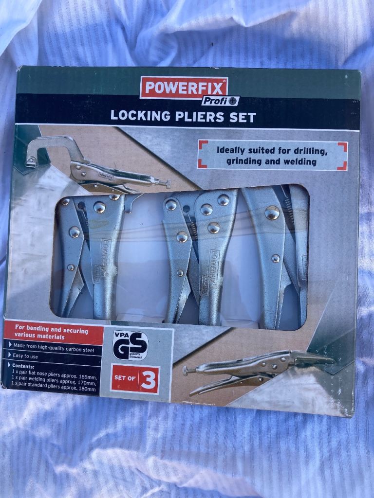 POWERFIX Profi Locking Pliers Set - New, Set of 3
