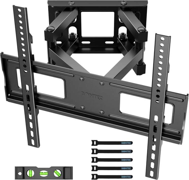 BONTEC TV Wall Bracket for 32-85 Inch LED LCD, Full Motion Swivel Tilt Wall Mount Dual Arm 