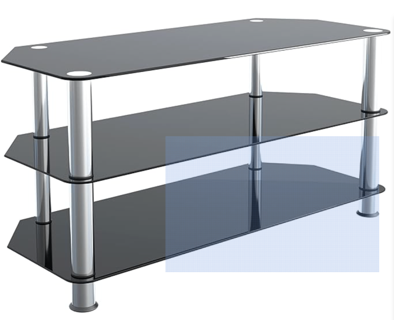Sleek Black Glass & Chrome TV Stand – Excellent Condition