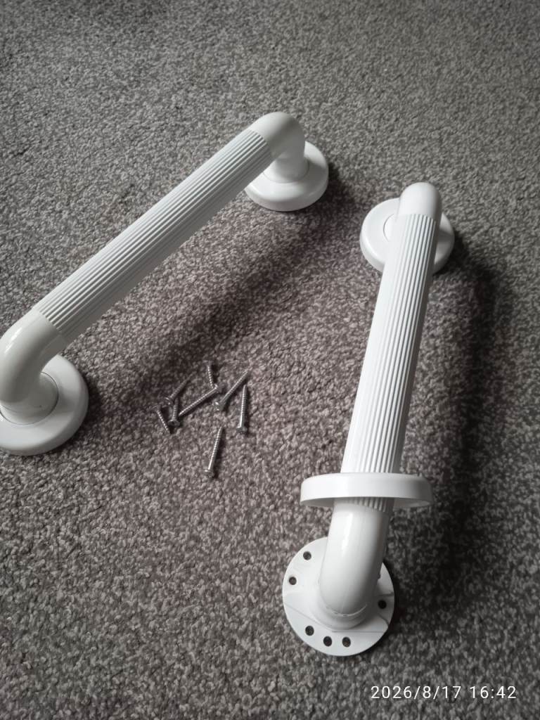 White  Grab Rails with Screws – As Good As New