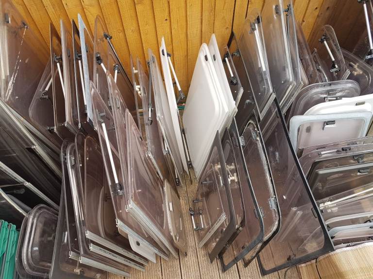 Large selection of caravan windows. Various sizes with various prices.