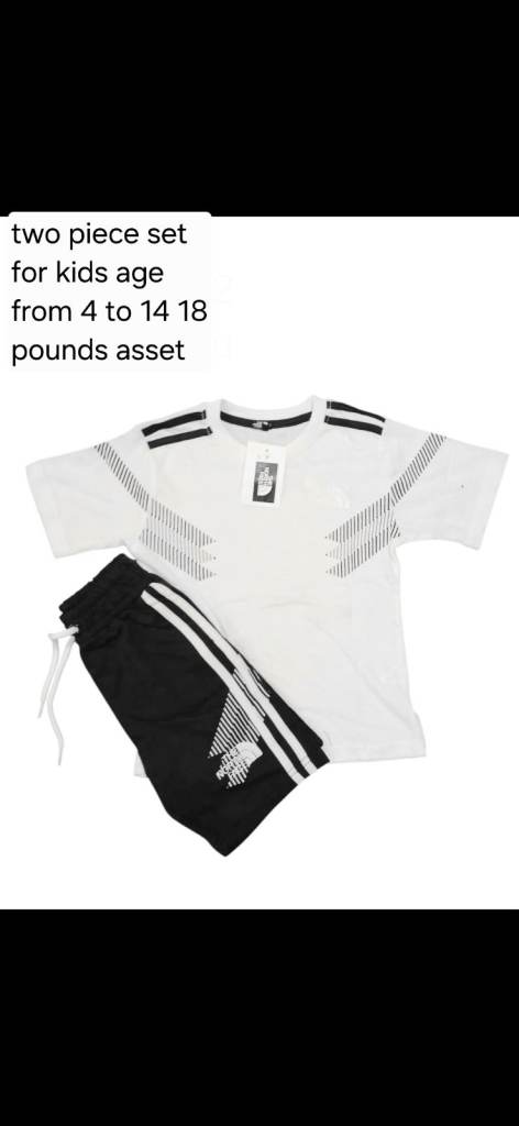 Kids Two-Piece White and Black Sport Set – New