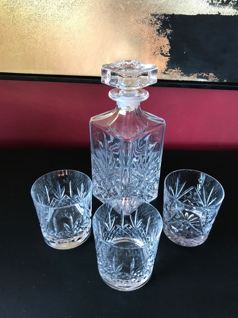 Cut Crystal Decanter with 4 Full size tumblers  £40
