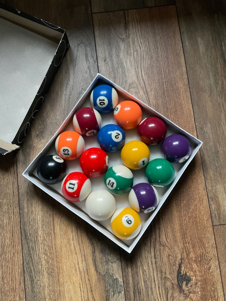 Billiard Balls Set 2-1/4" Regulation Size Pool Table Balls for Replacement (16 Resin Balls)