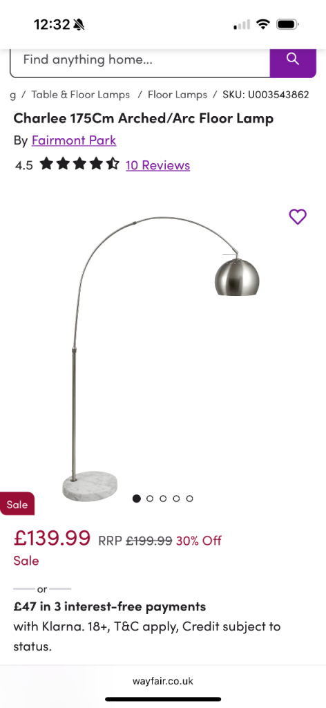 Arched floor lamp