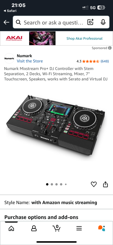 Numark mixstream pro+DJ controller with stem separator